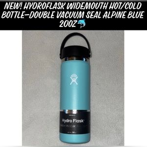 New! Hydroflask Widemouth Hot/Cold Bottle-Double Vacuum Seal Alpine Blue 20oz🐬